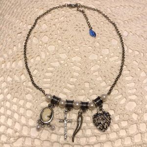 Gwen silver charm necklace